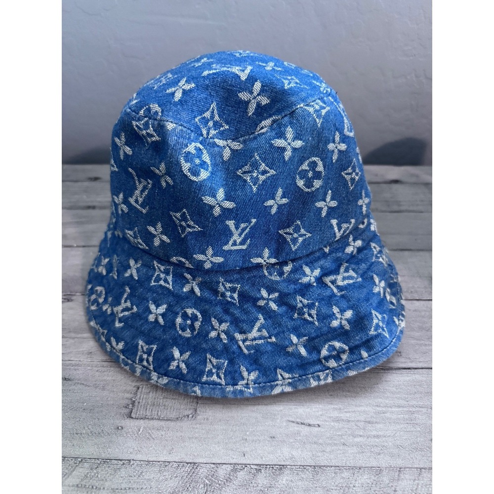 Vintage Louis Vuitton Monogram Denim Heavyweight Cotton Bucket Hat MP2092 - Picture 2 of 9